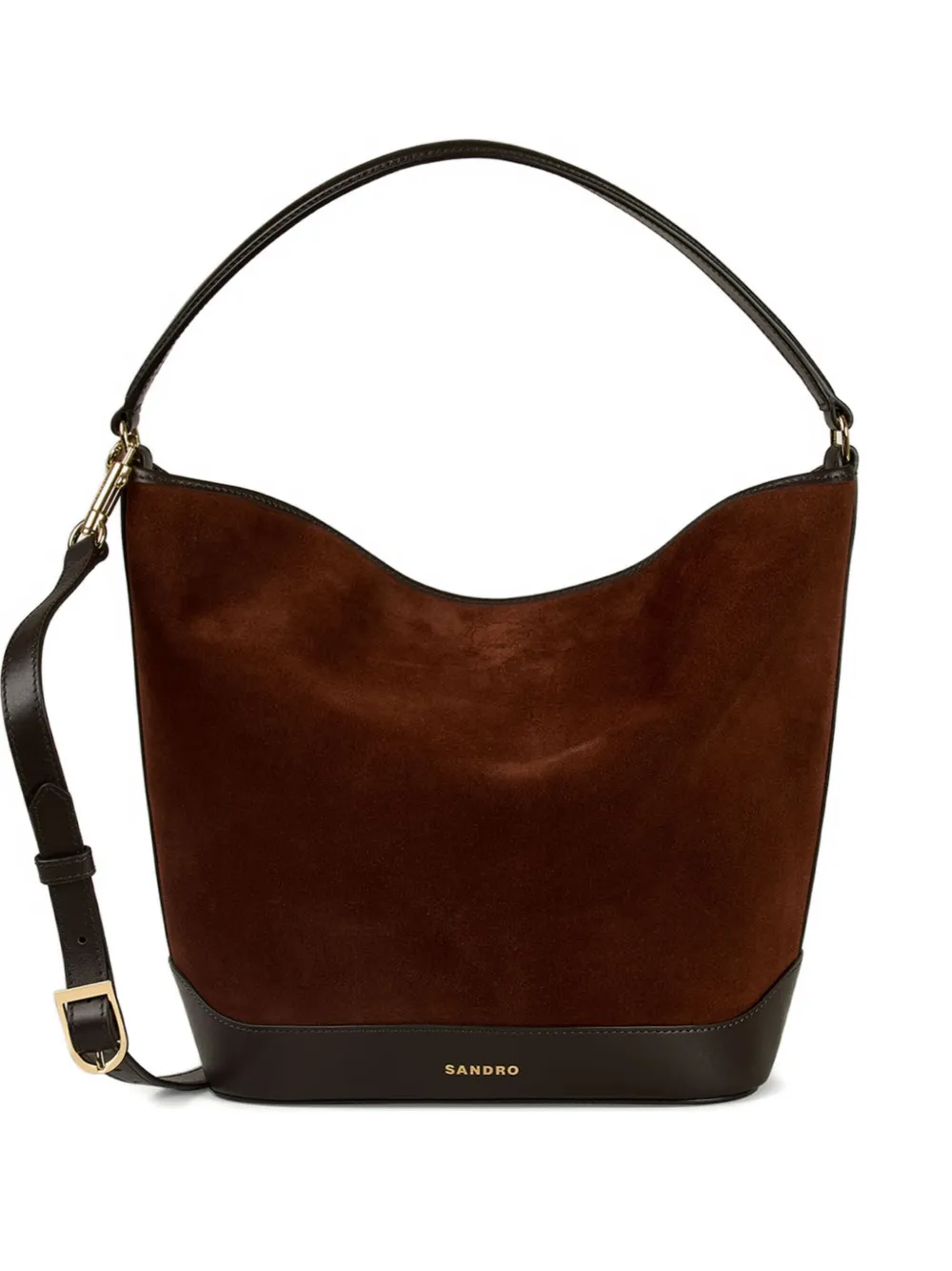 SANDRO Tangoso suède-leren crossbodytas Bruin