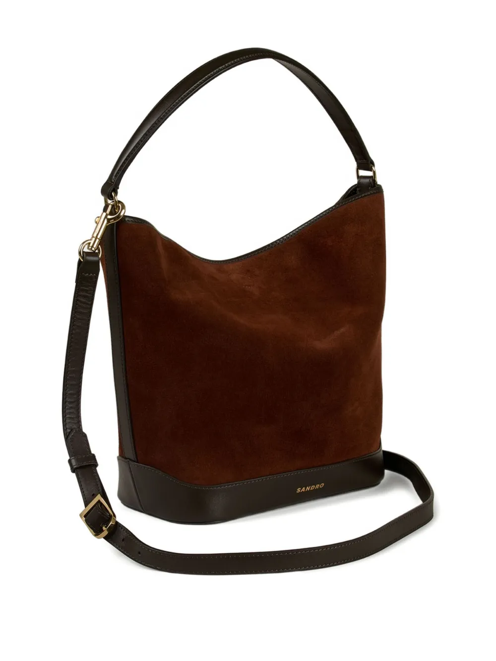 SANDRO Tangoso suède-leren crossbodytas Bruin