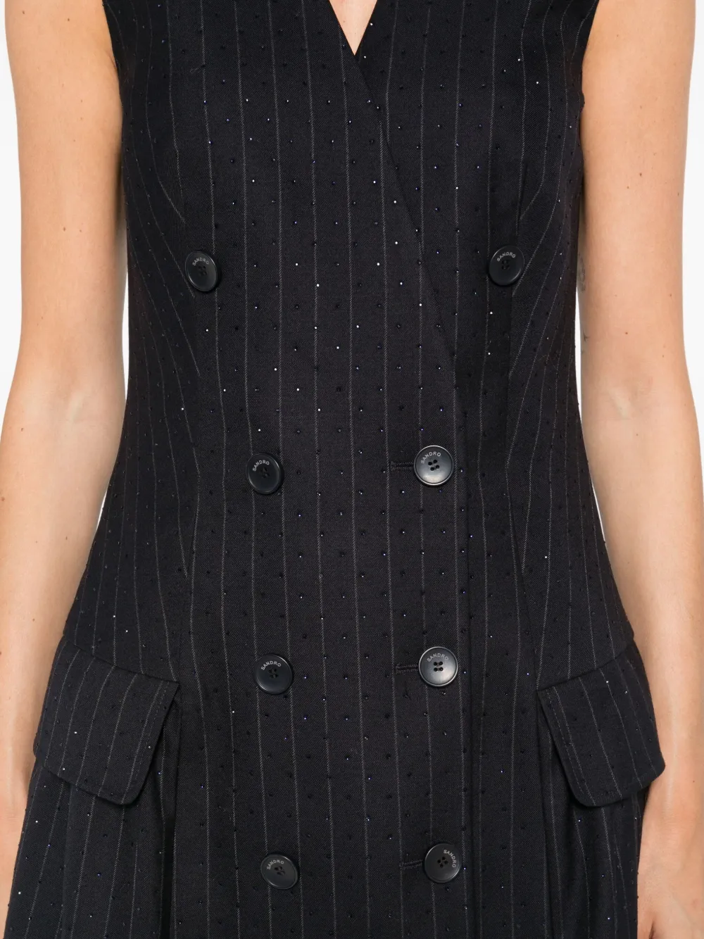 SANDRO ラインストーン ノースリーブ ドレス | ブルー | FARFETCH JP SANDRO ラインストーン ノースリーブ ドレス | ブルー | FARFETCH JP