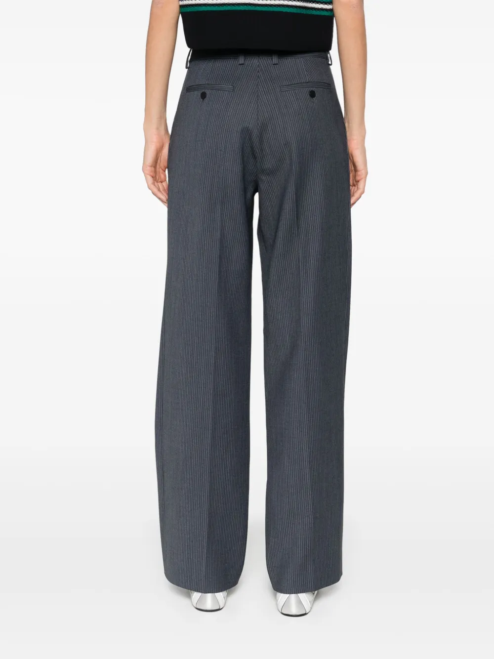 SANDRO Gestreepte straight broek Blauw