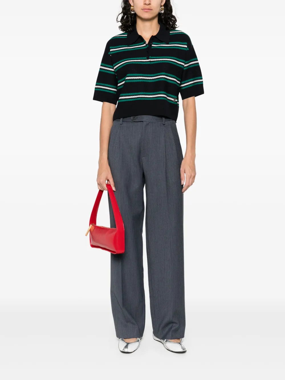 SANDRO Gestreepte straight broek Blauw