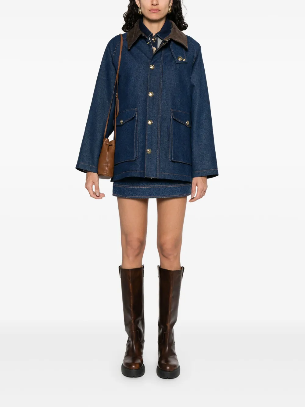 SANDRO Denim jack Blauw