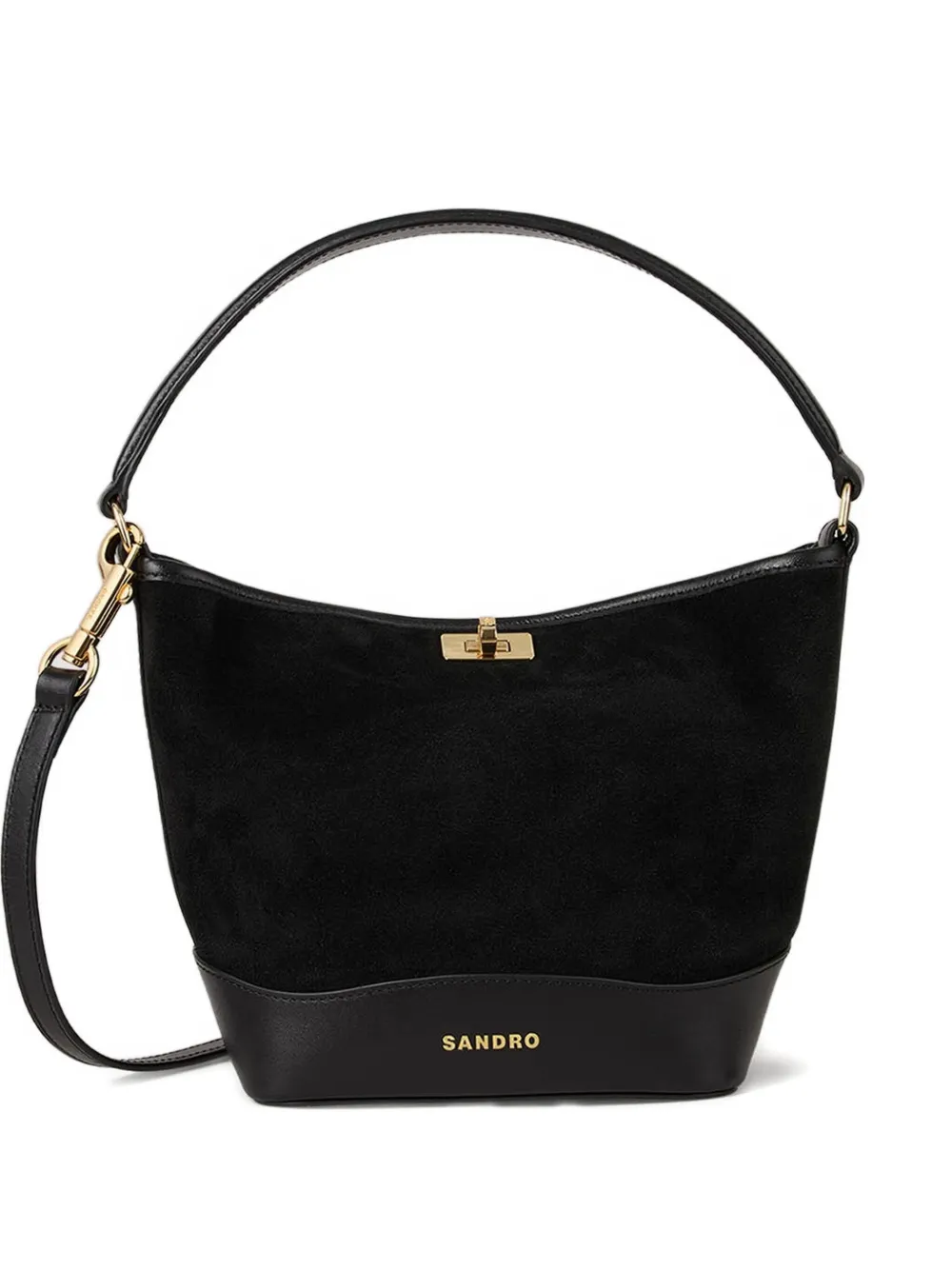 SANDRO Suède leren bucket-tas Zwart