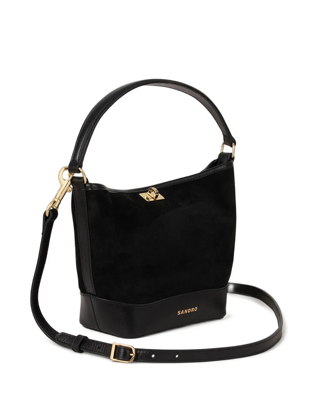 SANDRO Suède leren bucket-tas Zwart