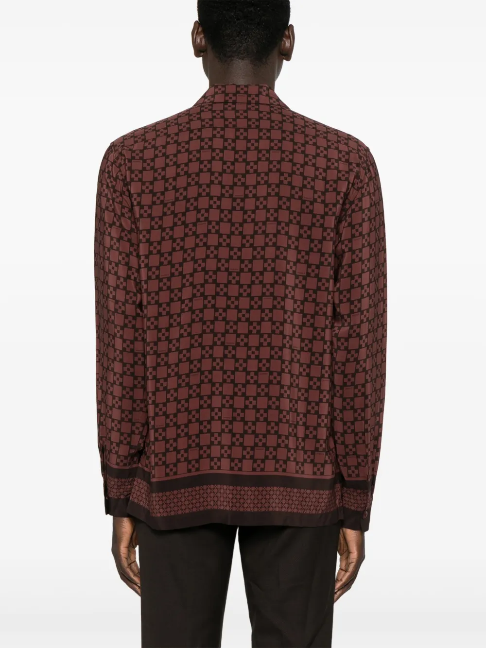 SANDRO Overhemd met Square Cross-print Bruin