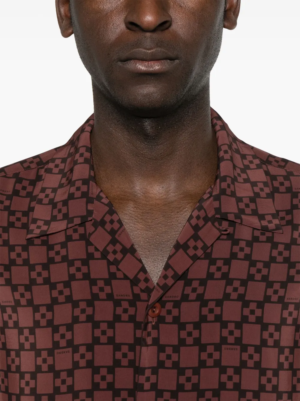 SANDRO Overhemd met Square Cross-print Bruin