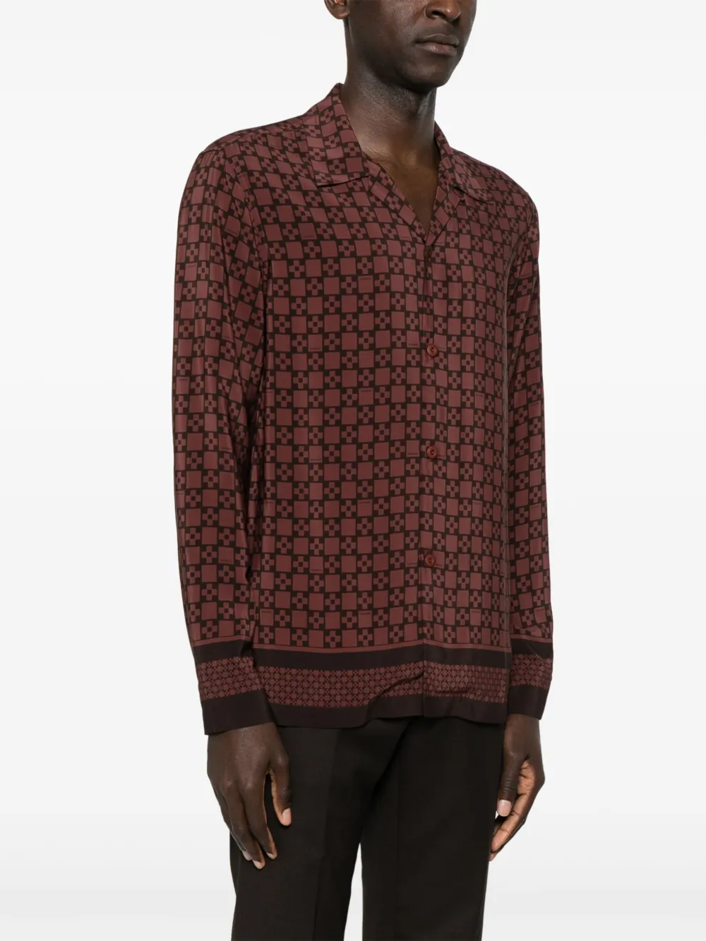 SANDRO Overhemd met Square Cross-print Bruin