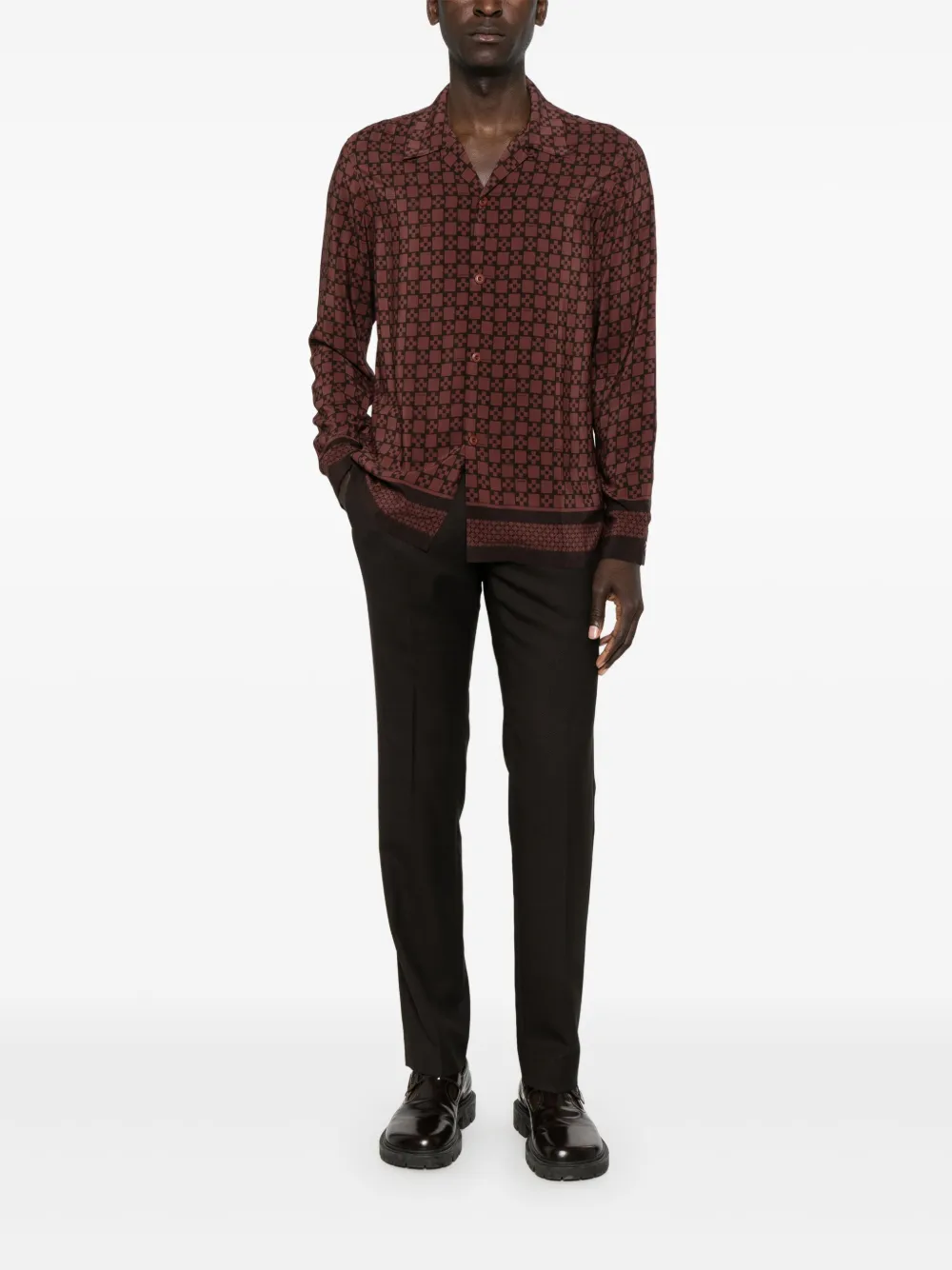 SANDRO Overhemd met Square Cross-print - Bruin