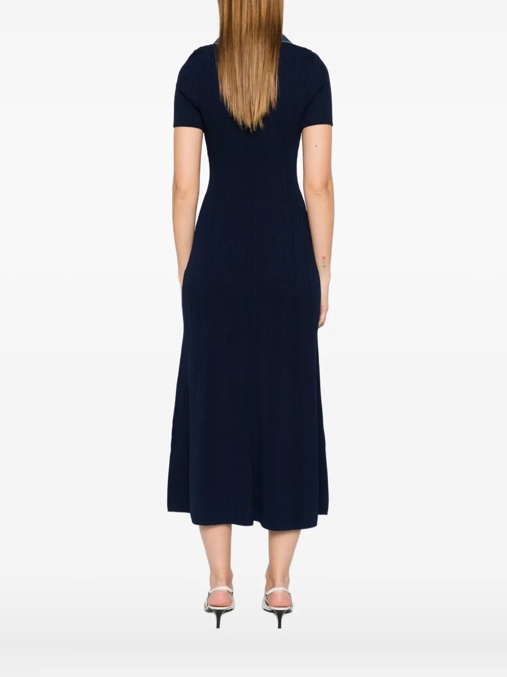 SANDRO Gebreide jurk met V-hals Blauw