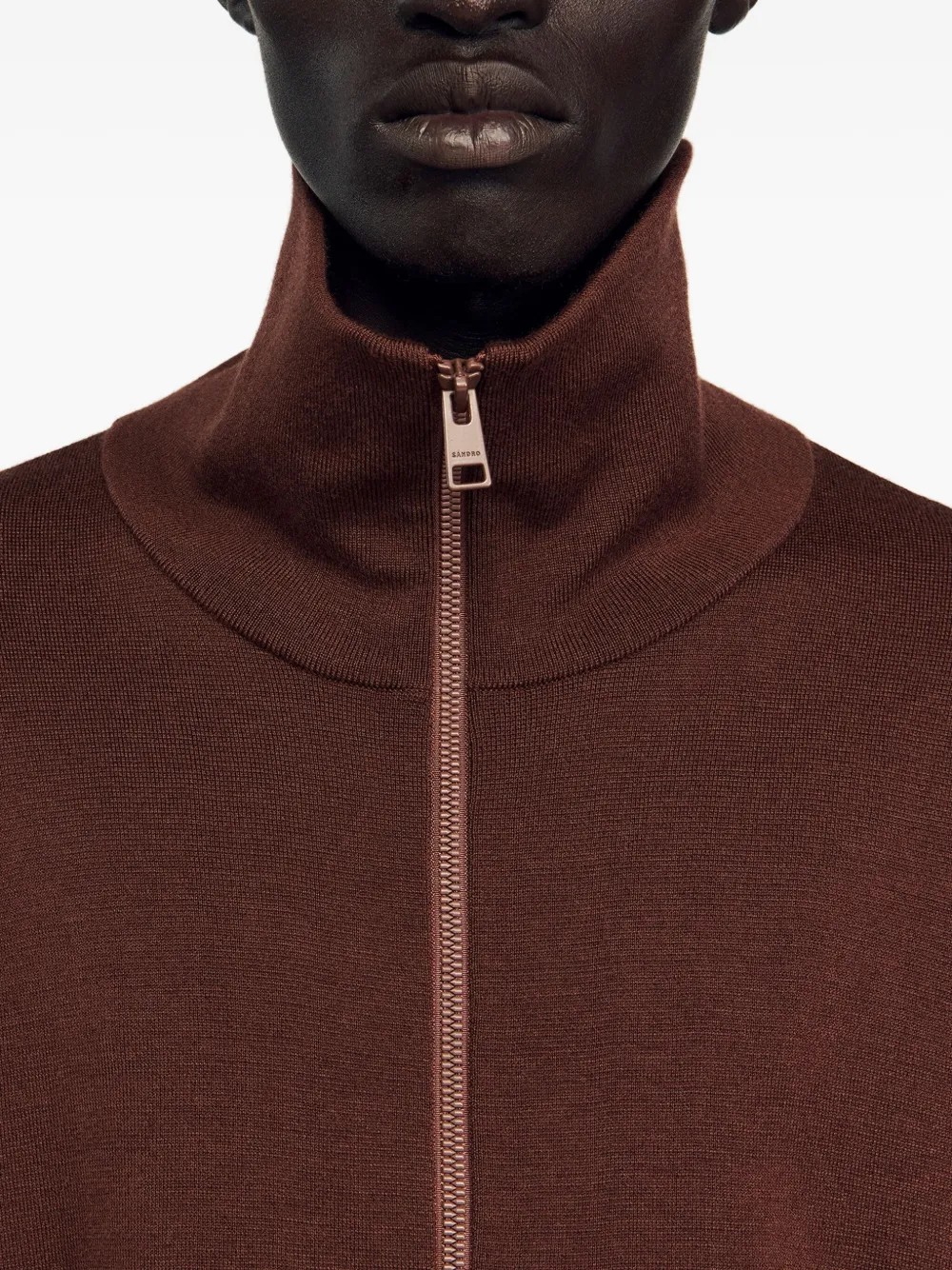 SANDRO Vest met hoge hals en rits Bruin