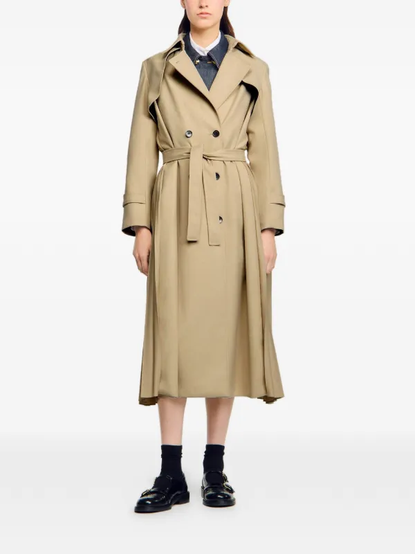 〈新品〉UNTITLED　 ダブルブレスト トレンチコート SANDRO ダブルブレスト トレンチコート | ブラウン | FARFETCH JP