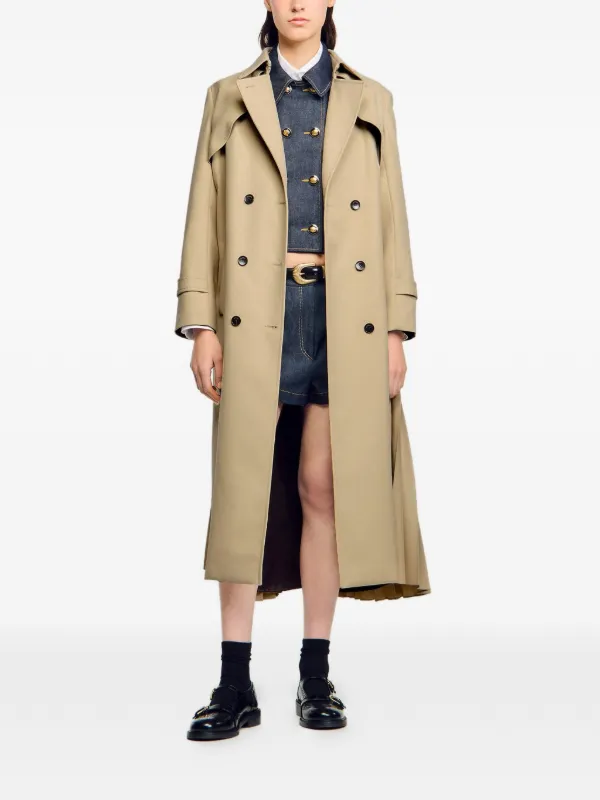 ENFOLD ダブルブレスト ロングコートトレンチコート 36 SANDRO ダブルブレスト トレンチコート | ブラウン | FARFETCH JP