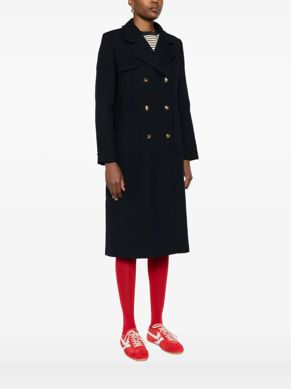 SANDRO Jas met dubbele rij knopen en opgestikte zakken Blauw