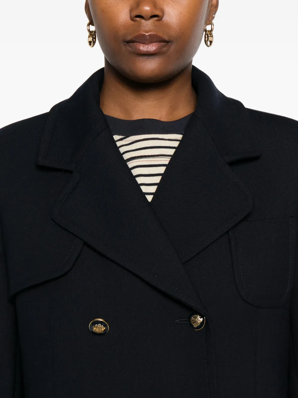 SANDRO Jas met dubbele rij knopen en opgestikte zakken Blauw