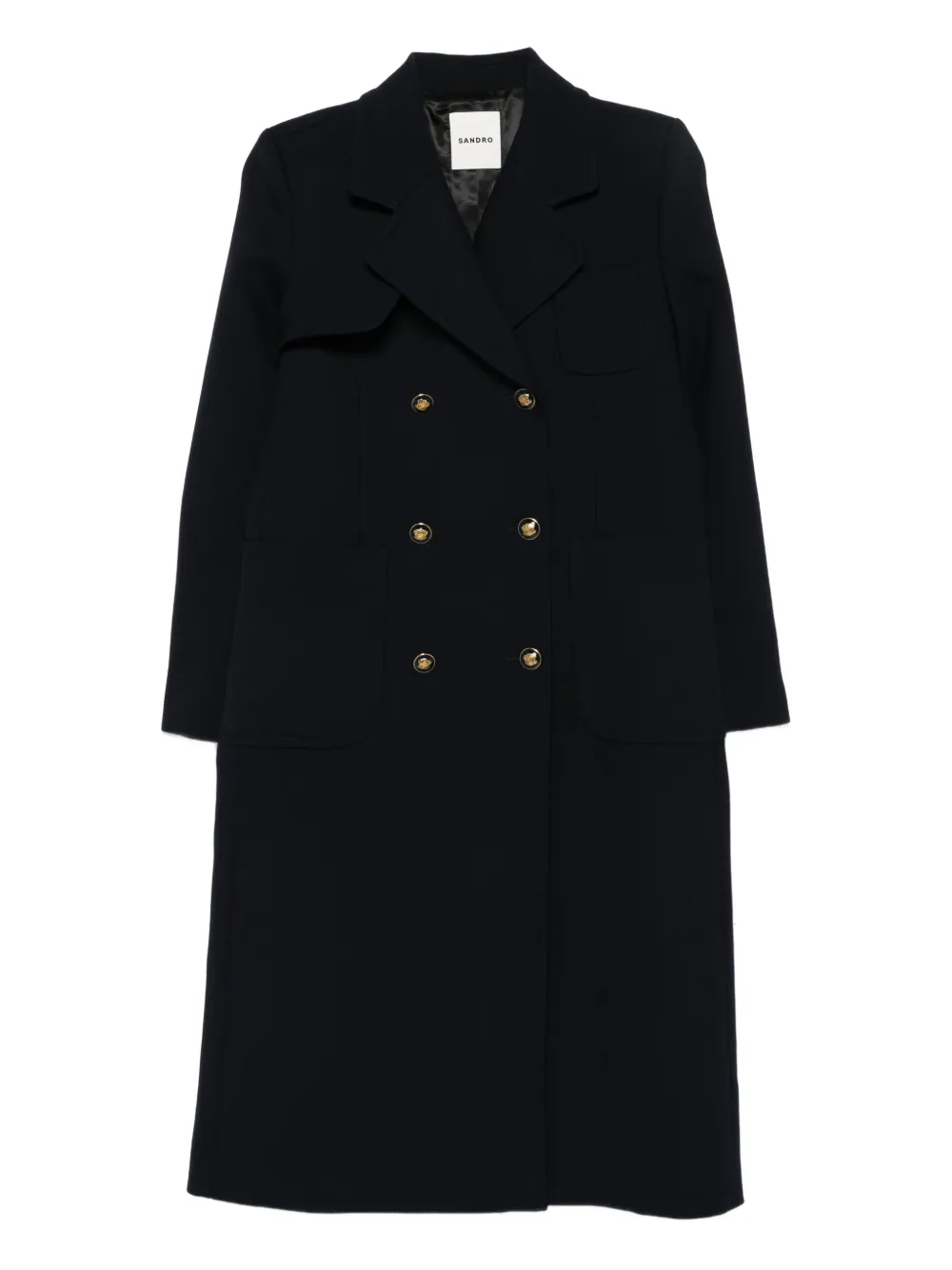 SANDRO patch-pockets double-breasted coat | Blue | Image 1