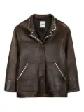 SANDRO studded lambskin jacket - Brown