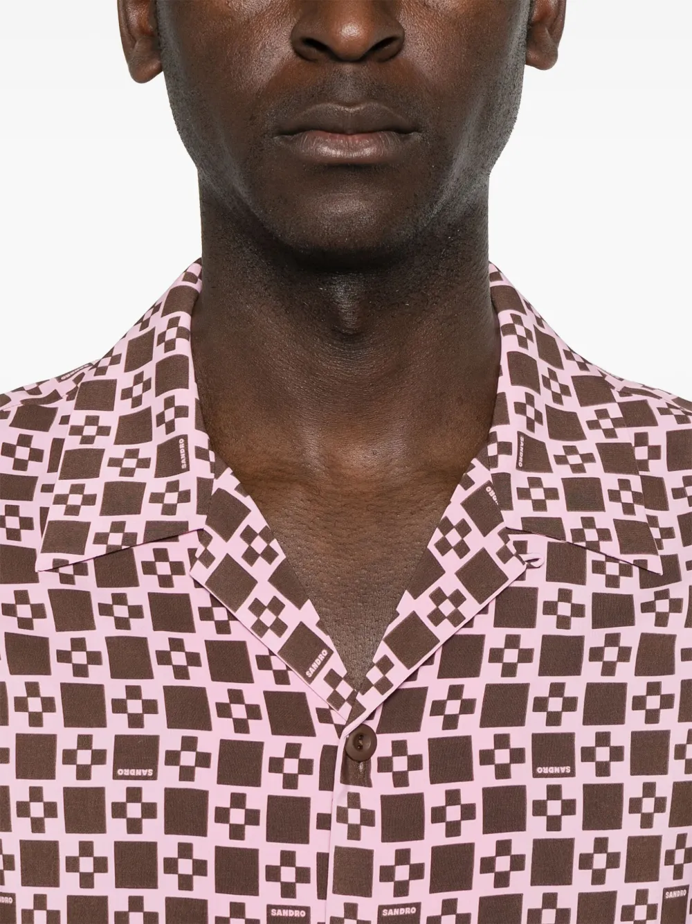 SANDRO Overhemd met Square Cross-print Roze