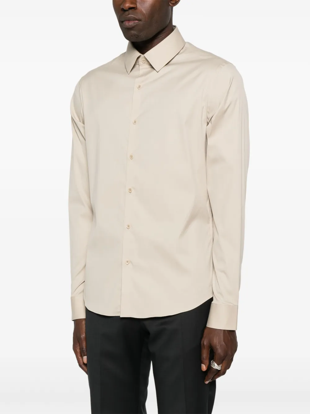 SANDRO Overhemd van katoenblend Beige