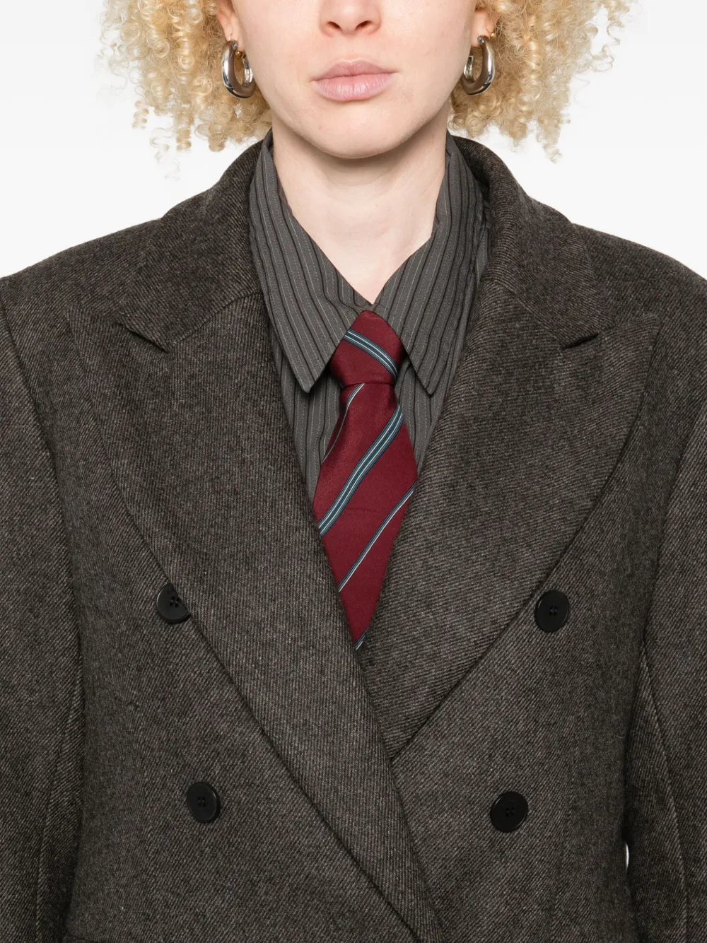 SANDRO Mantel met dubbele rij knopen Grijs