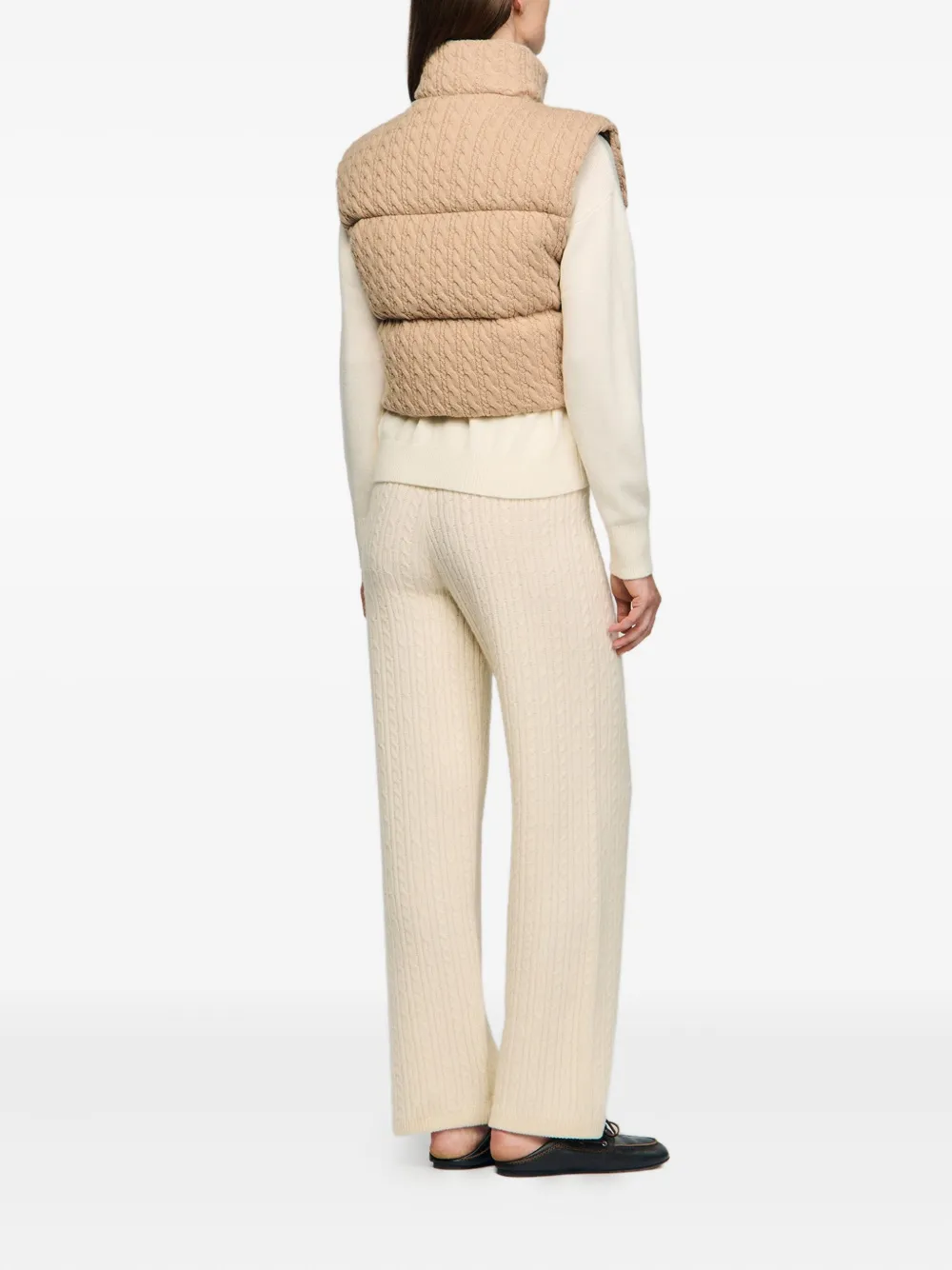 SANDRO Kabelgebreide bodywarmer Beige
