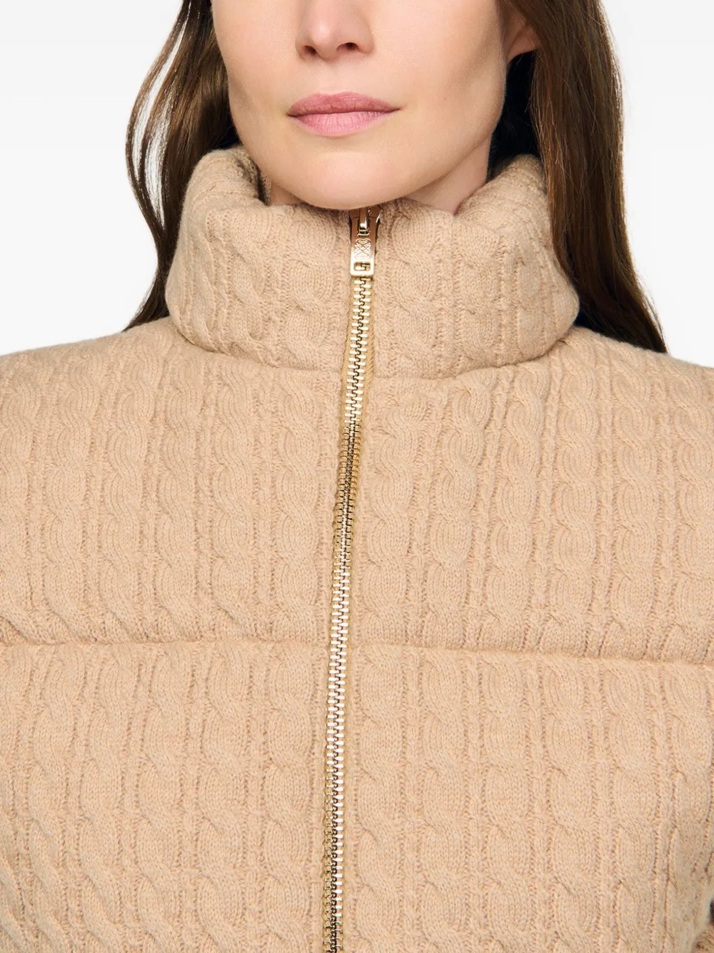 SANDRO Kabelgebreide bodywarmer Beige