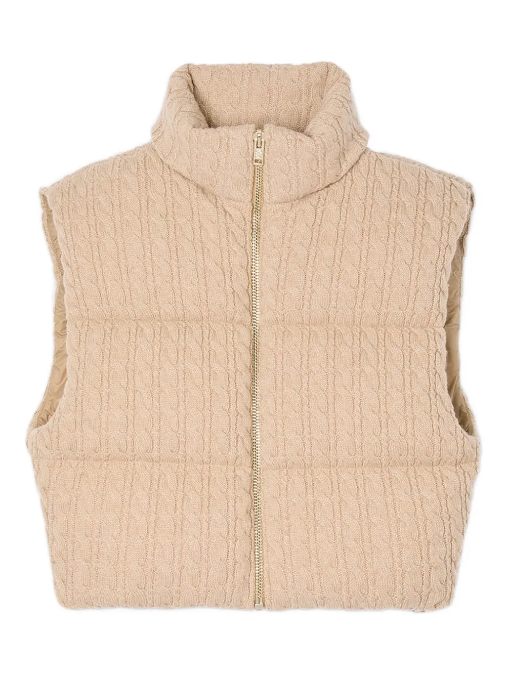 SANDRO cable-knit quilted gilet - Neutrals