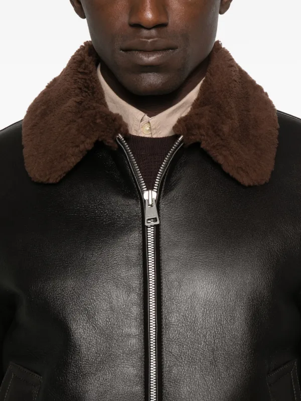 SANDRO Reversed Leather Jacket Brown FARFETCH ZA