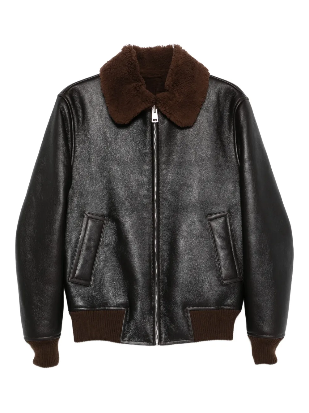 SANDRO Giacca con colletto in shearling - Marrone