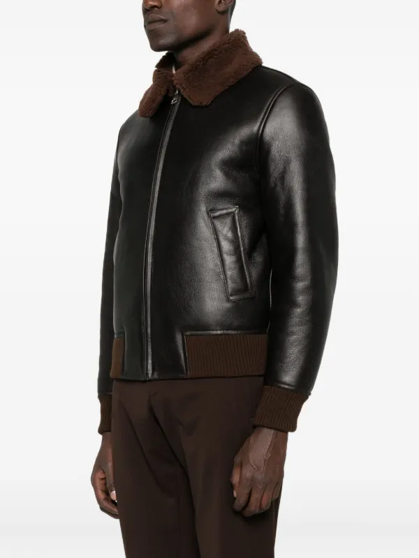 SANDRO Reversed Leather Jacket Brown FARFETCH PH