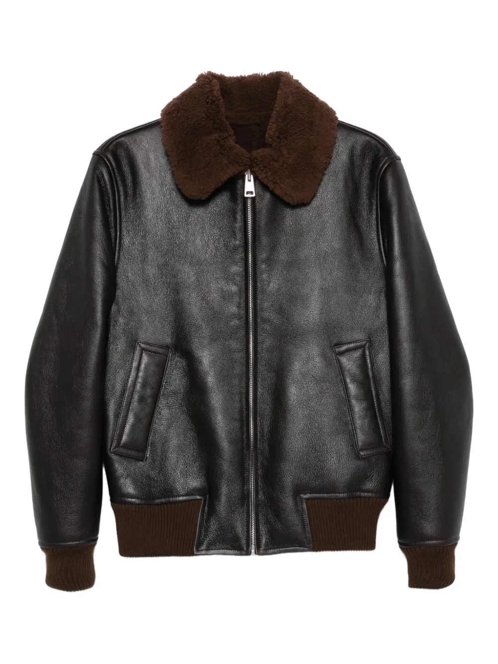 SANDRO shearling-collared jacket | Brown | Image 1