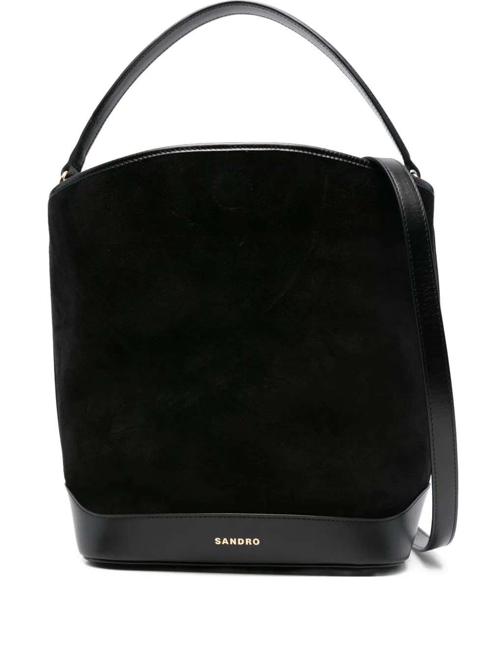 SANDRO Suède leren bucket-tas Zwart