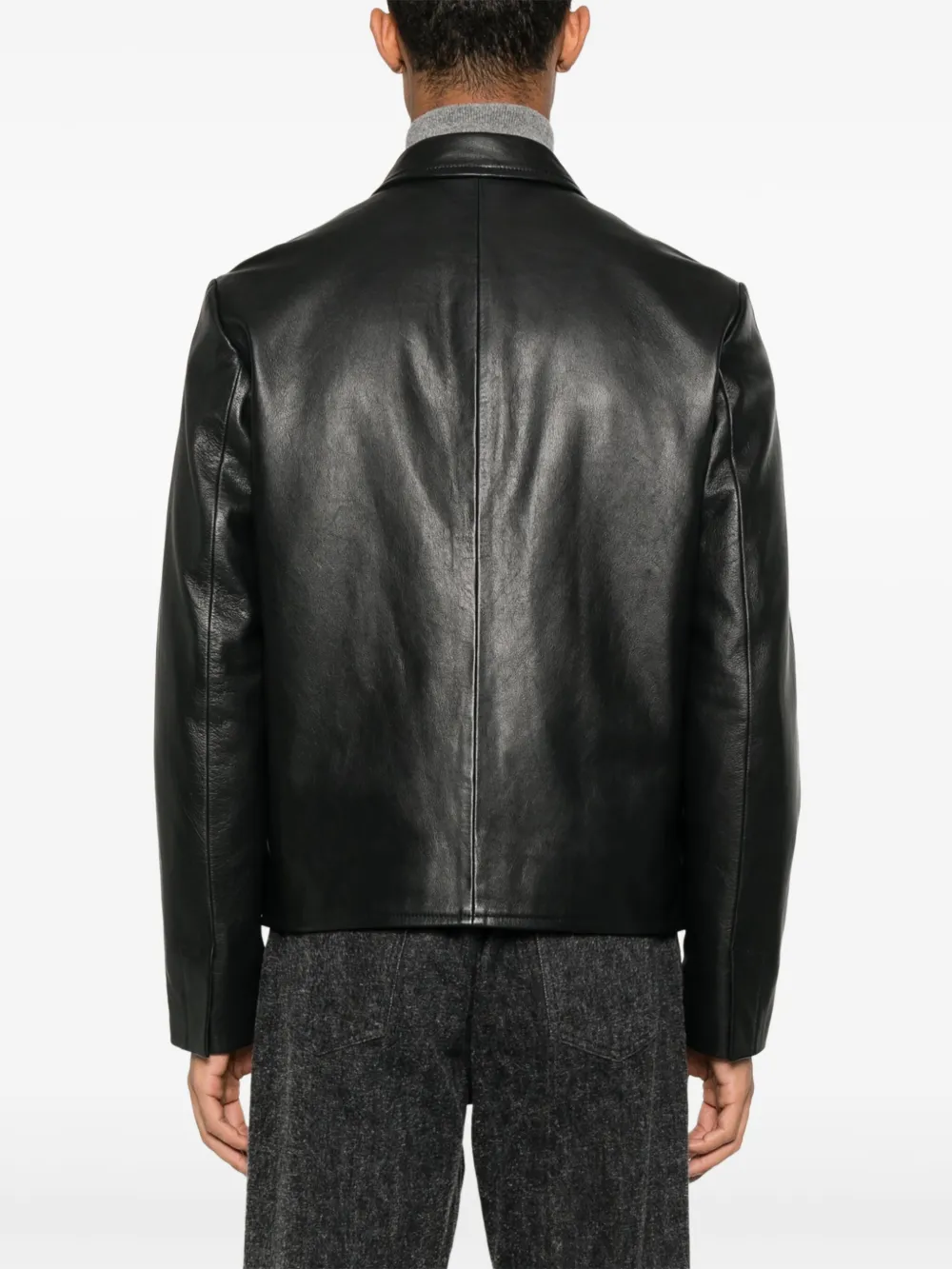 SANDRO Leren jack Zwart