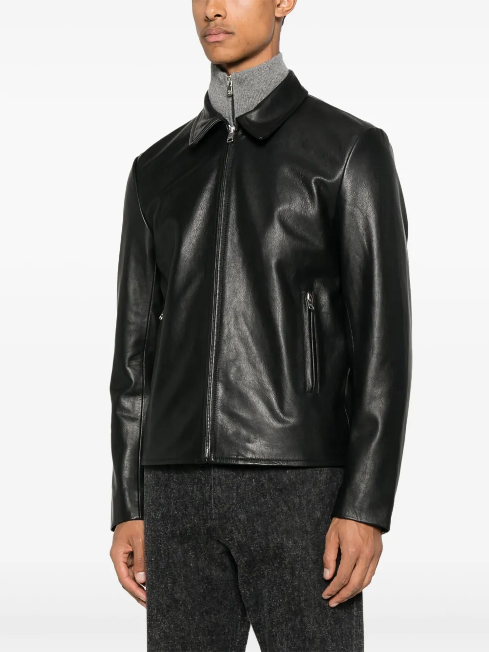 SANDRO Leren jack Zwart