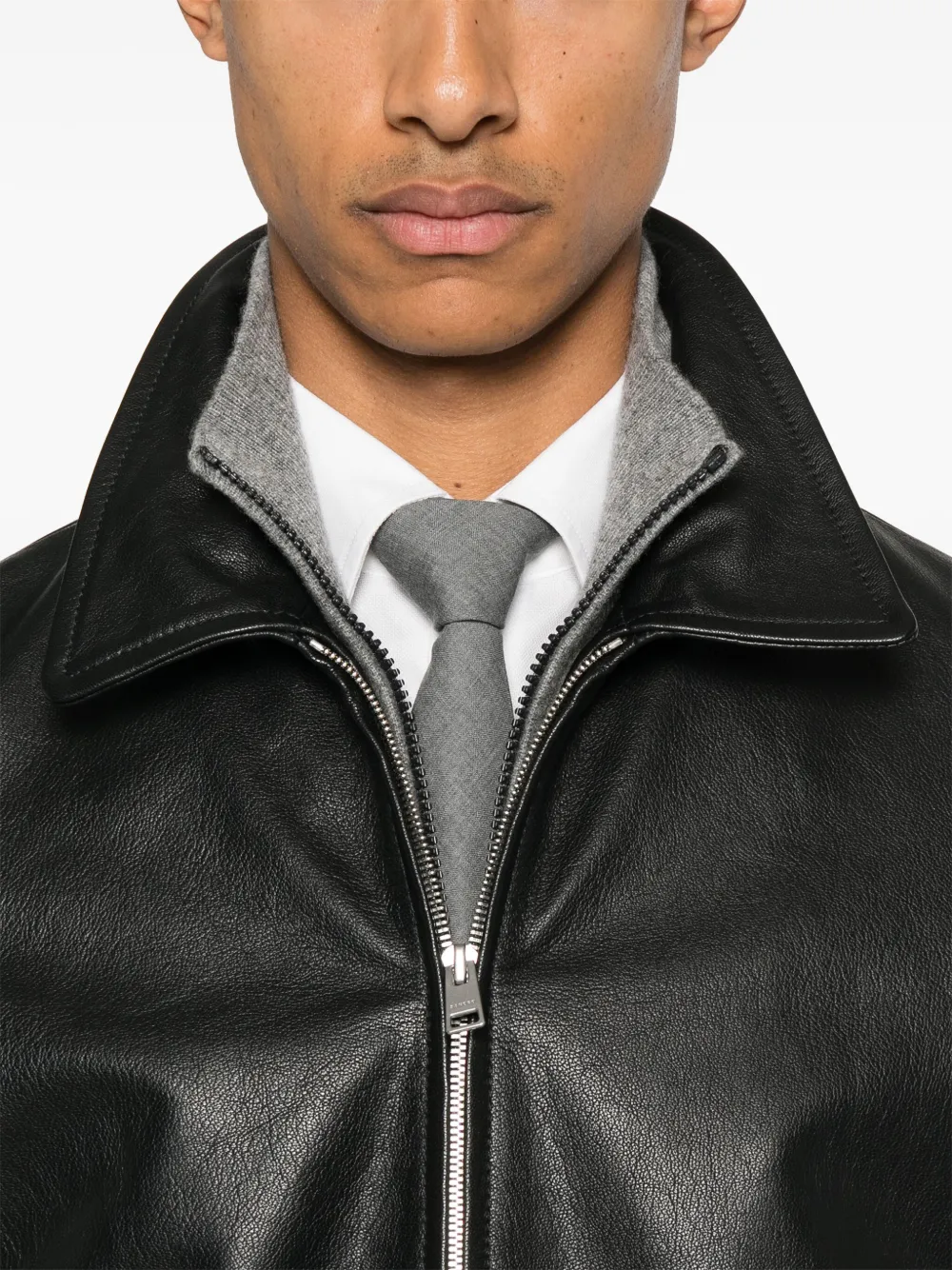 SANDRO Leren jack Zwart
