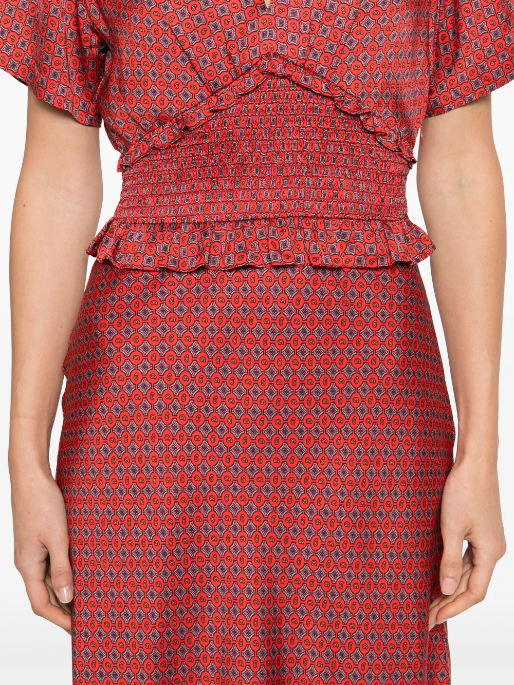 SANDRO Jurk met print Rood