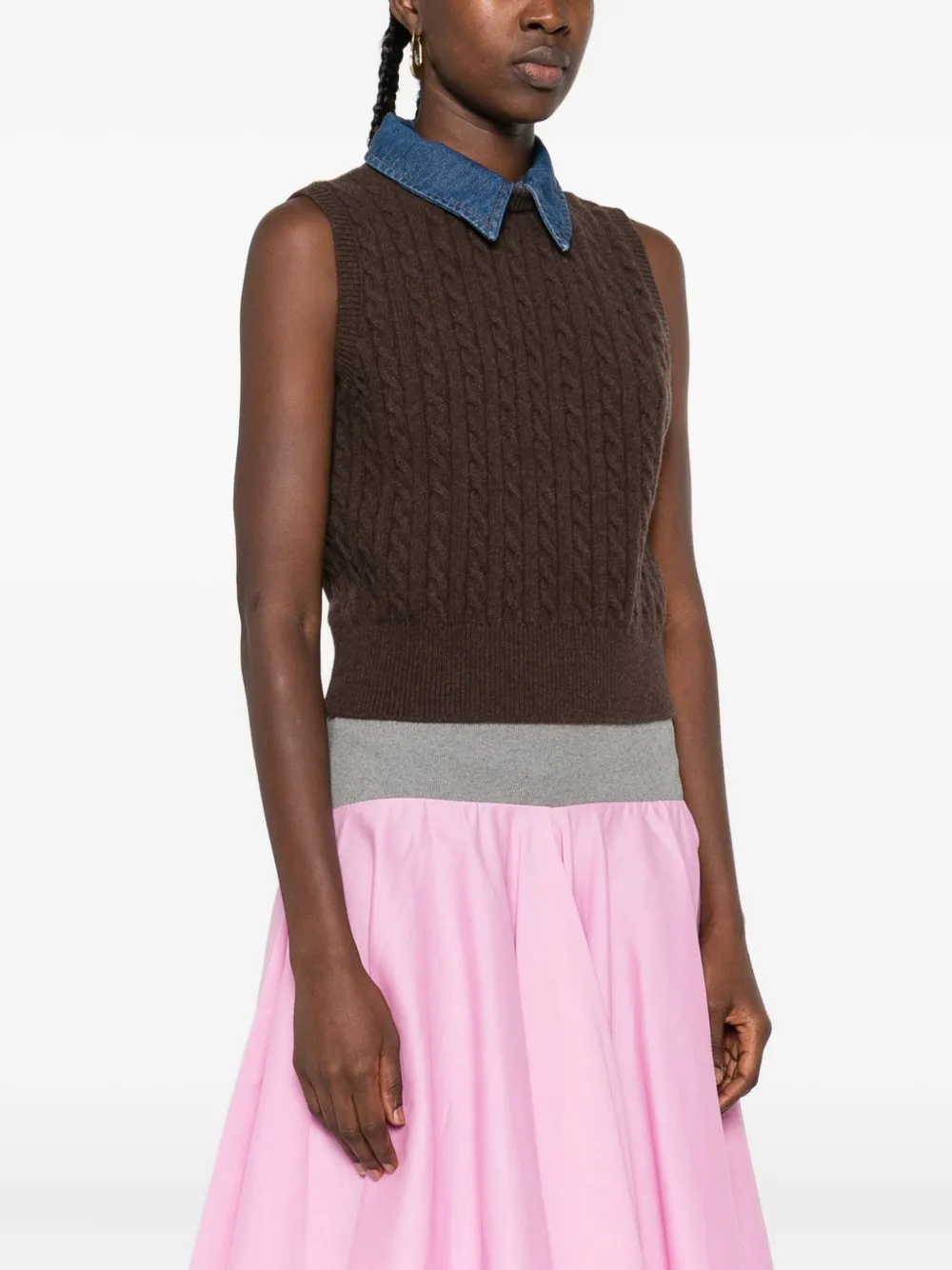 SANDRO Kabelgebreide spencer Bruin