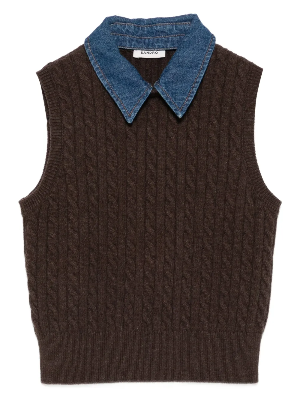 SANDRO cable-knit vest | Brown | Image 1