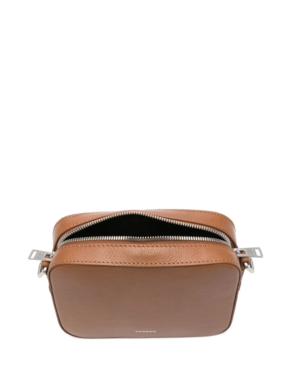 SANDRO Leren messengertas Beige