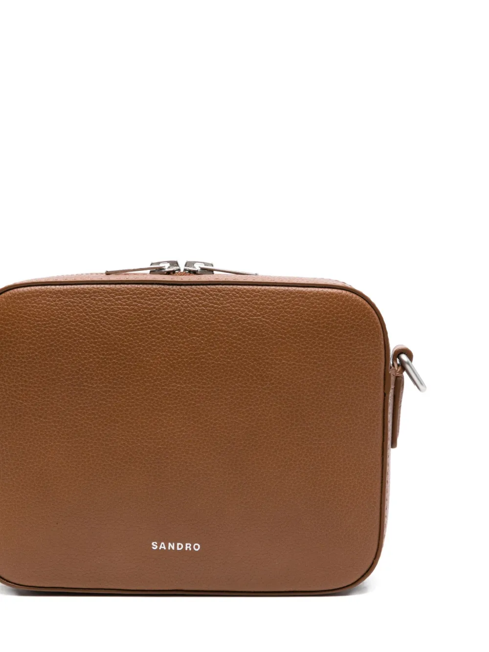 SANDRO Leren messengertas Beige