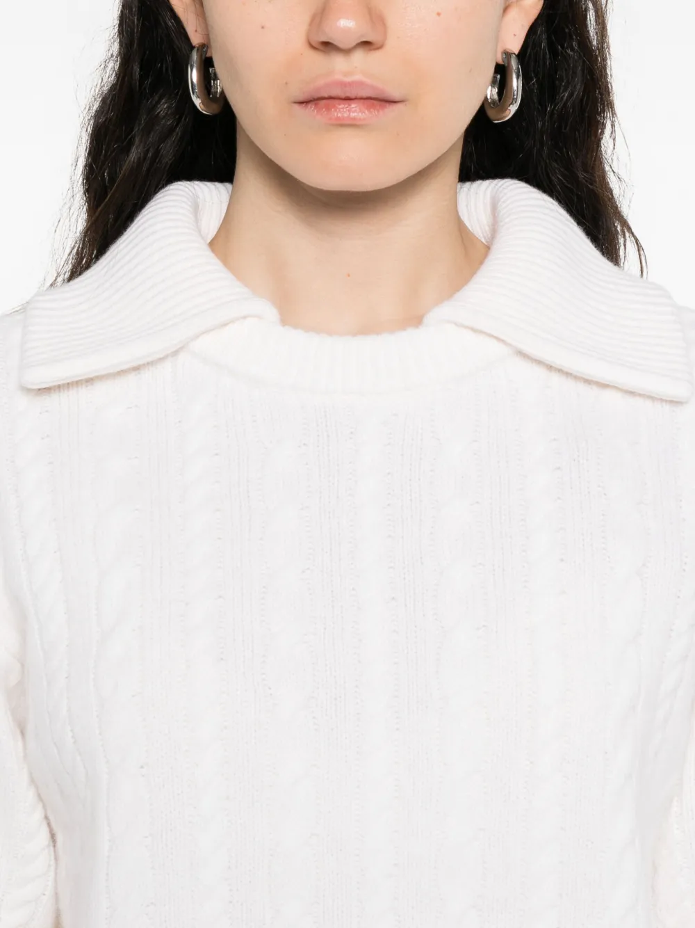 SANDRO Kabelgebreide trui met kraag Beige