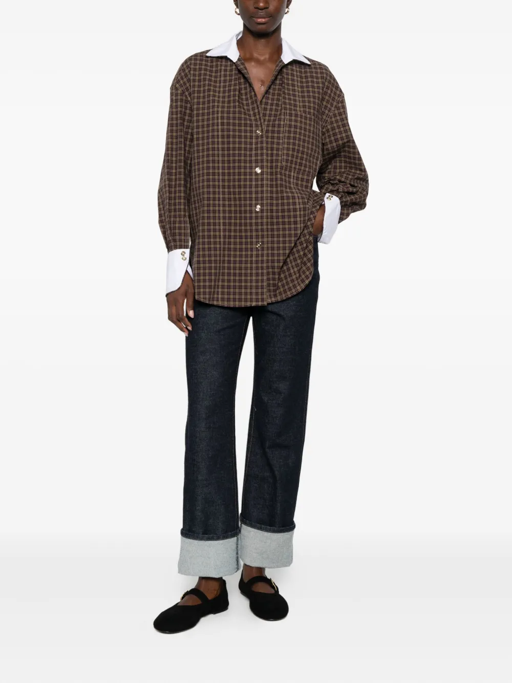 SANDRO Geruit blouse - Bruin