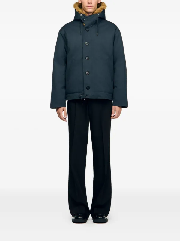 Veste Sandro En Fausse Fourrure Bleu Marine - Taille 1 Femme, Occasion Très Bon état