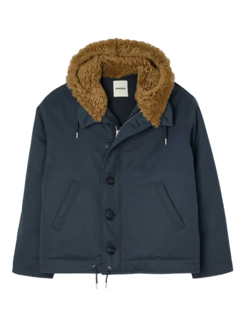 SANDRO fur-trim button jacket