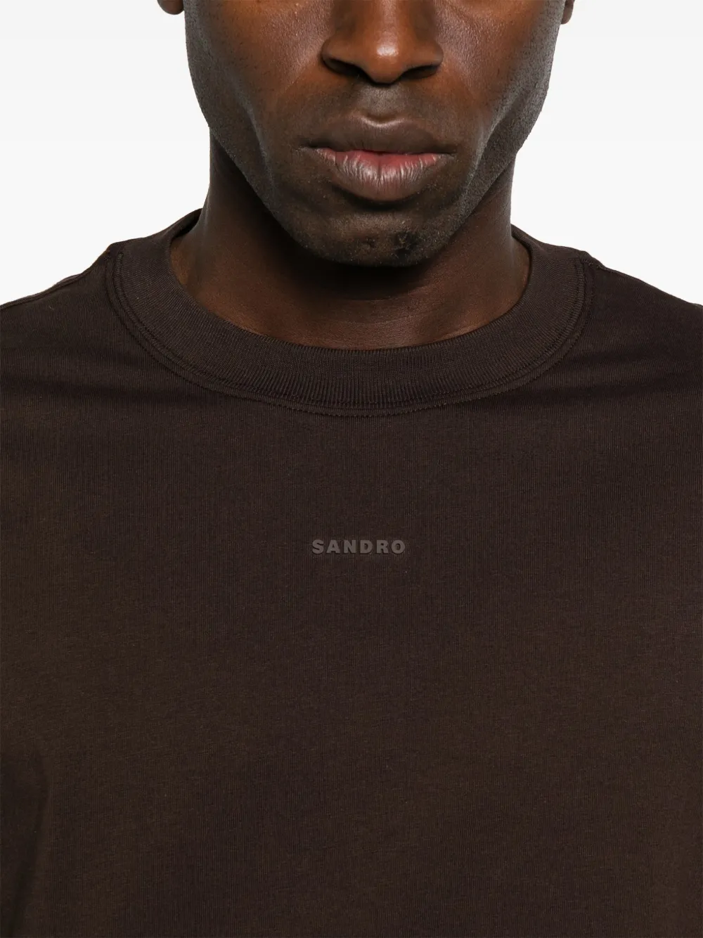 SANDRO T-shirt van biologisch katoen Bruin