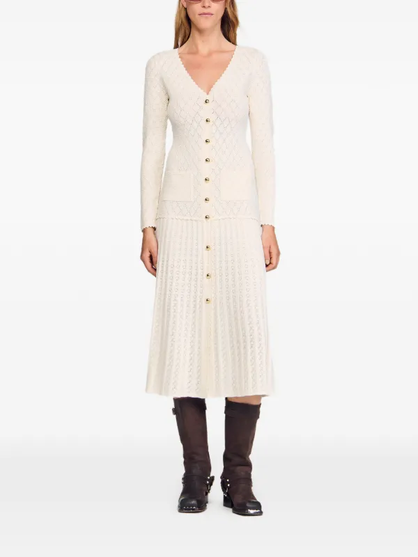 sandro knit maxi dress Nara Two-Tone Navy Blue The brands design aesthetic is inspired by evelynes childhood in morocco and classic parisian chic style Fancy knit maxi dress brown