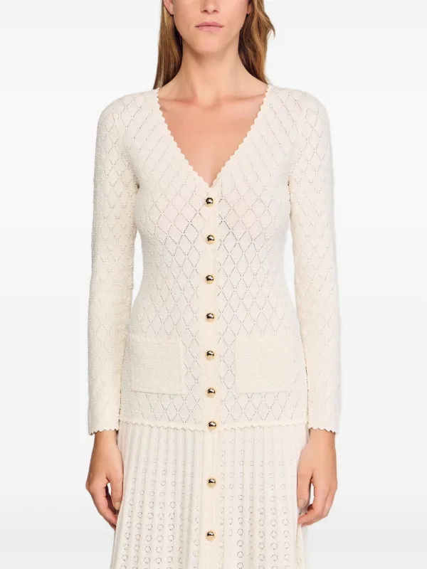 SANDRO pointelle-knit Maxi Dress | Neutrals | FARFETCH PL