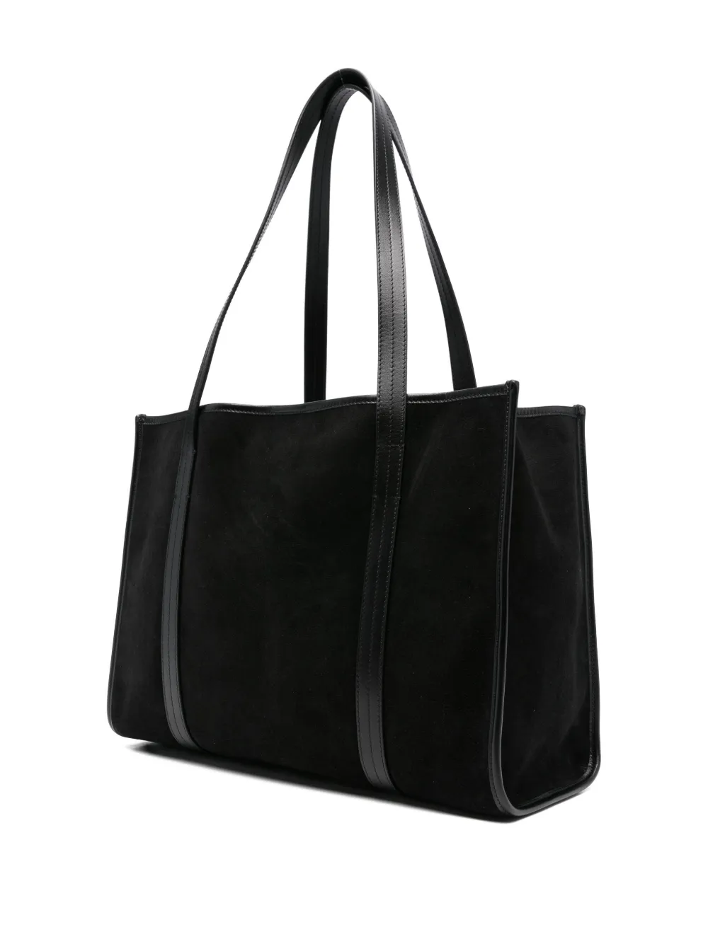 SANDRO Suède leren shopper met bedel Zwart