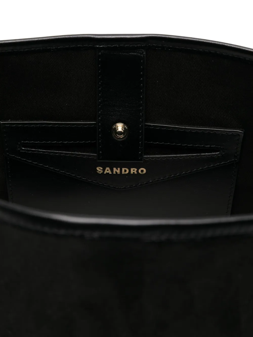 SANDRO Suède leren shopper met bedel Zwart