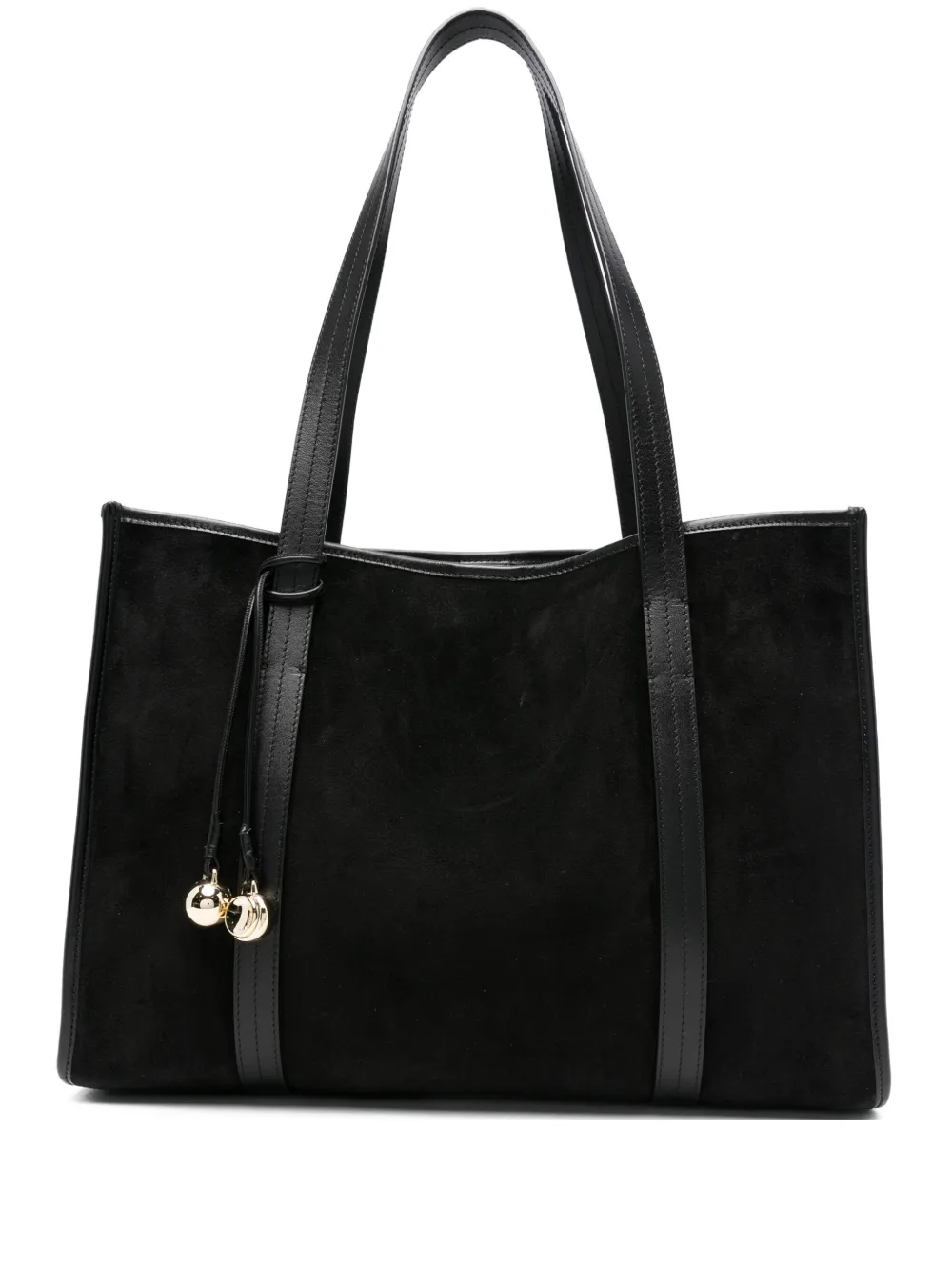 Sandro Suede-leather Charm-detail Tote Bag In Black