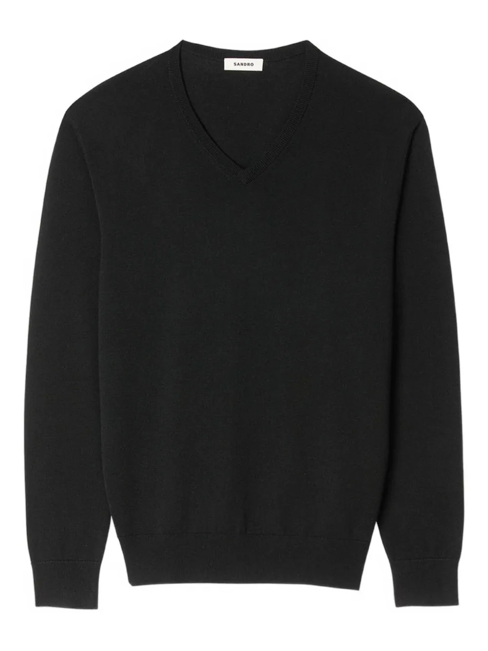 SANDRO suéter de lana con cuello en V | negro | Image 1